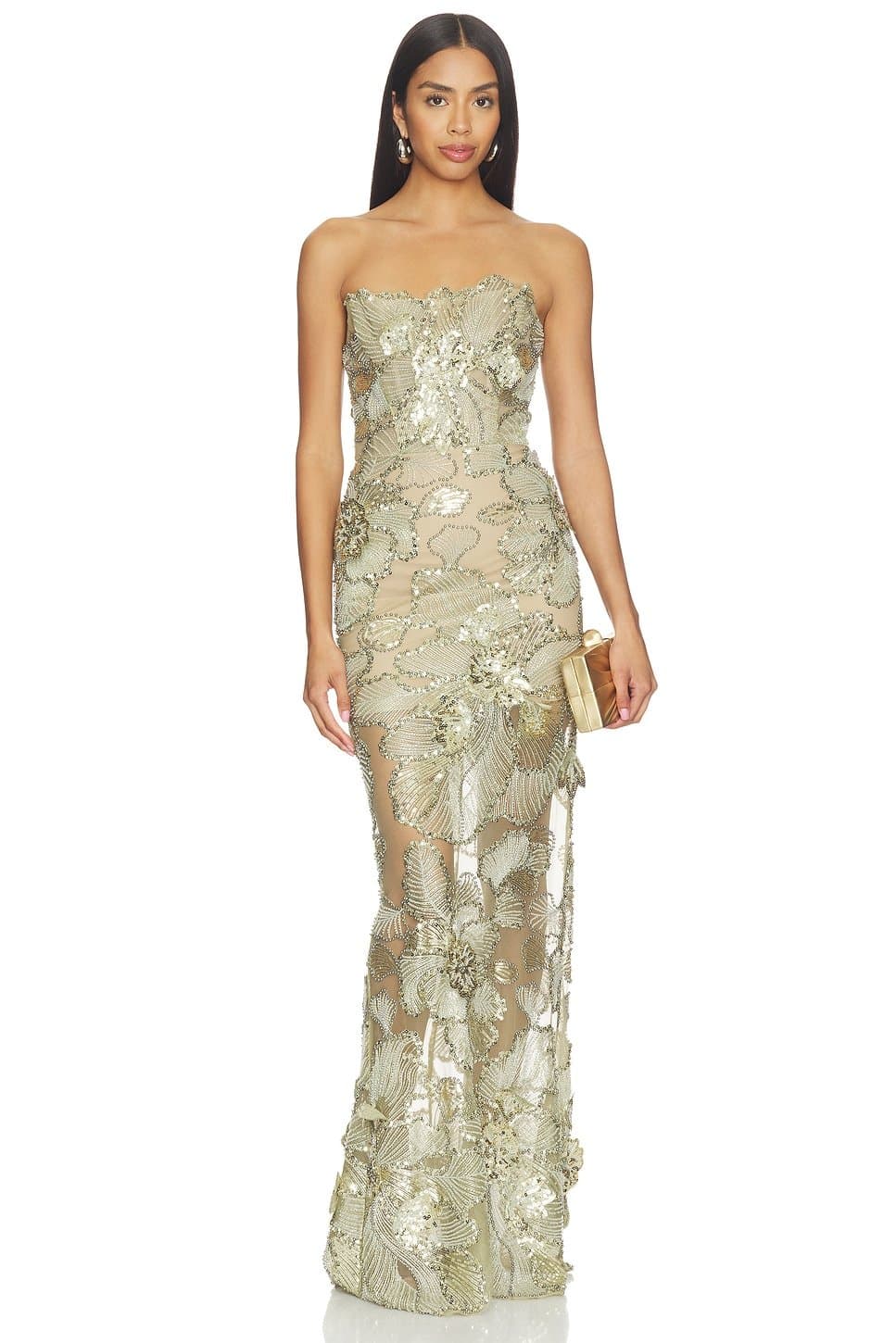 revolve Tiffany Sequin Floral Farah Strapless Maxi Dress