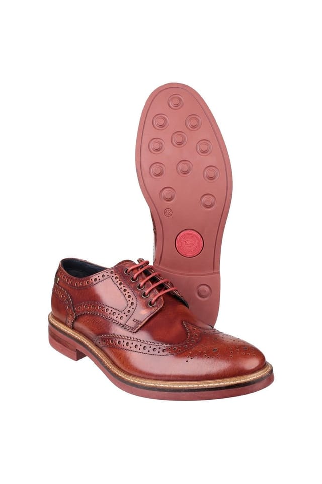 Base London Base London Men's Woburn Hi-Shine Brogue Shoe in Tan - 3