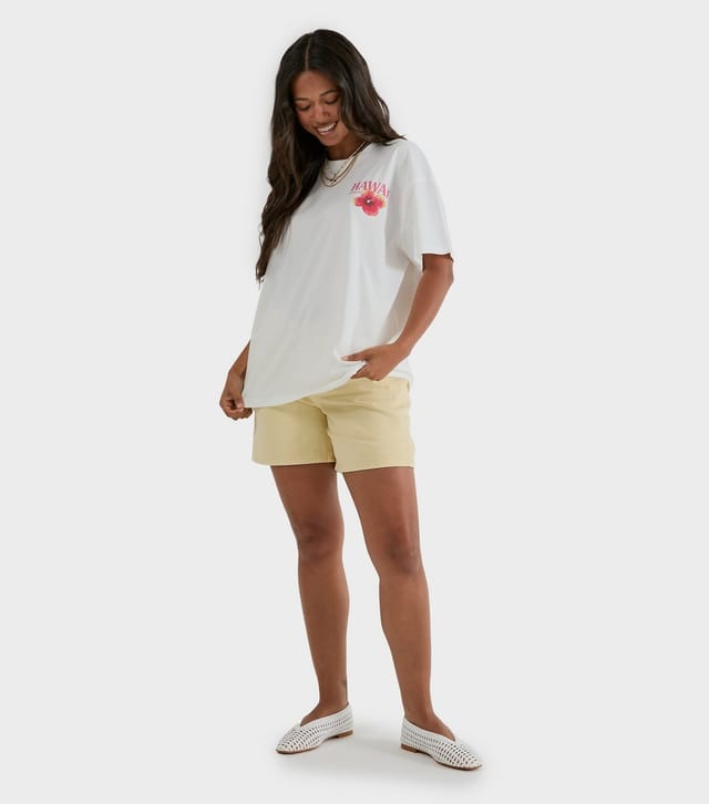 Skinnydip Women's White Cotton Hawaii Print Oversized T-Shirt Skinnydip New Look - 2