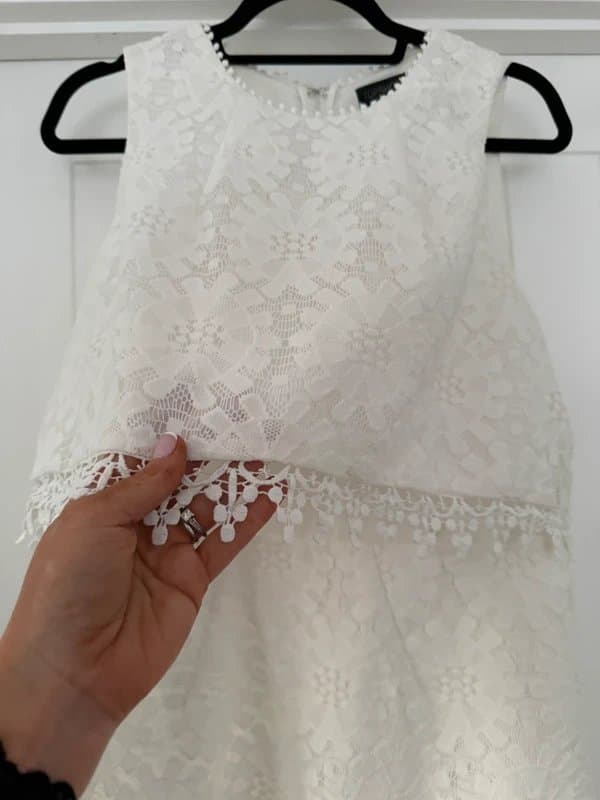 Topshop Topshop white lace overlay dress size 14