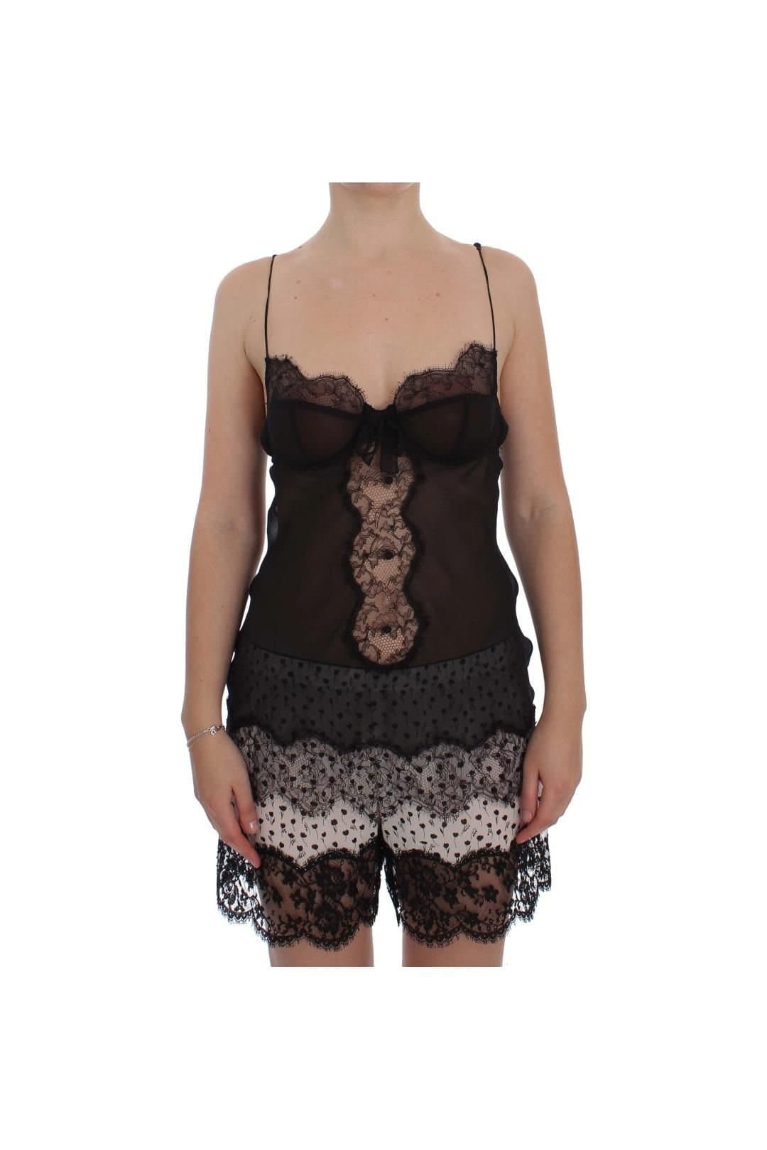 Dolce & Gabbana Dolce & Gabbana Women's Black Silk Lace Babydoll Lingerie Top