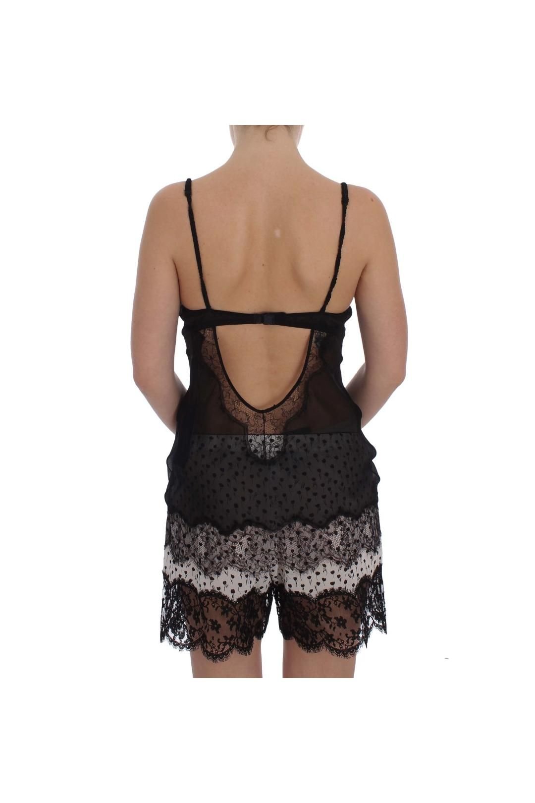 Dolce & Gabbana Dolce & Gabbana Women's Black Silk Lace Babydoll Lingerie Top - 3