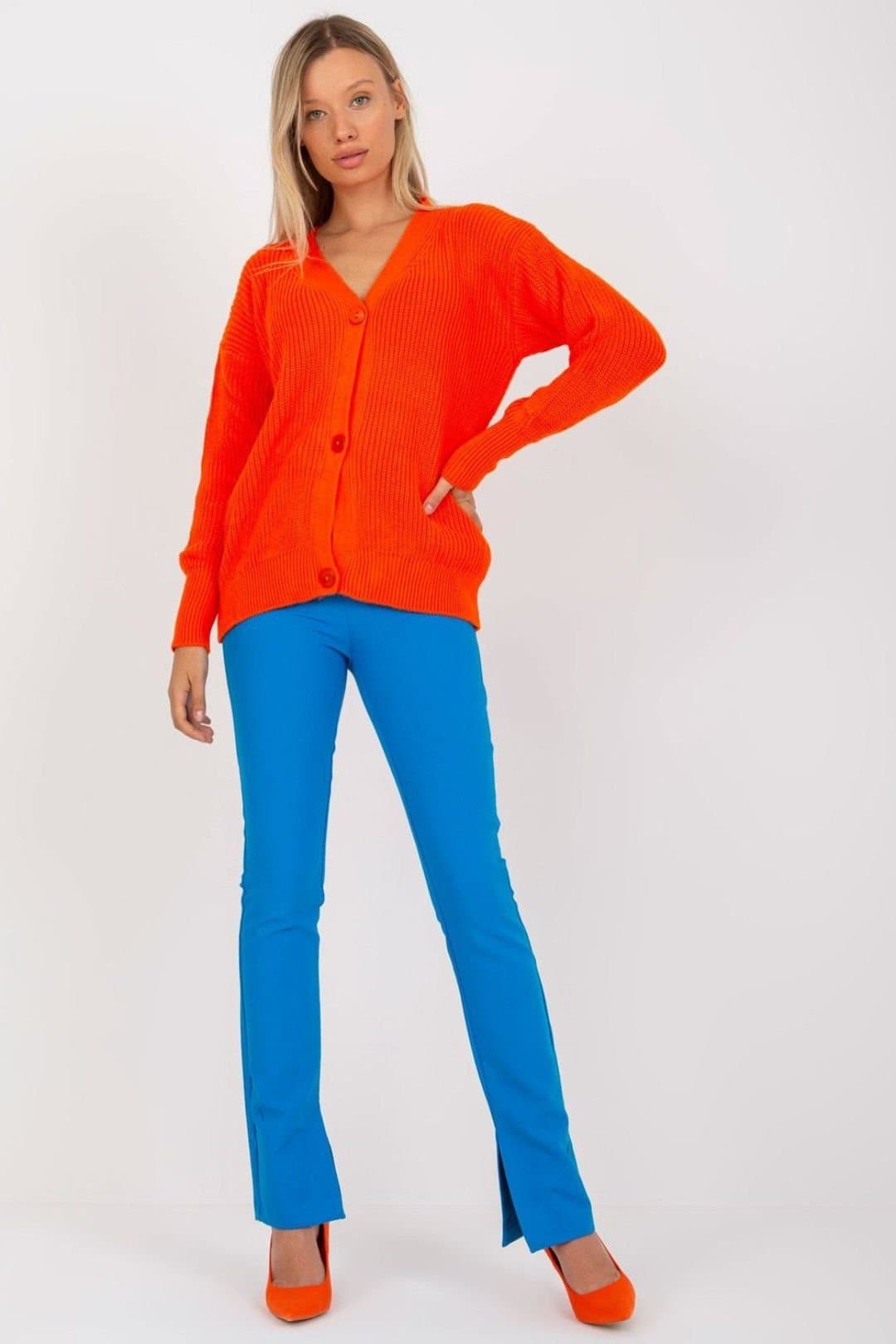 Love Lace Love Lace Women's Button Closure Long Sleeve Cardigan Sweater in Orange