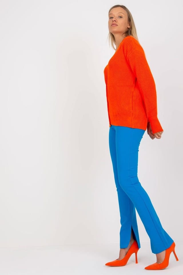 Love Lace Love Lace Women's Button Closure Long Sleeve Cardigan Sweater in Orange - 2