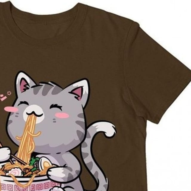 Vo Maria Vo Maria Men's Kawaii Neko Cat T-Shirt in Brown - 2