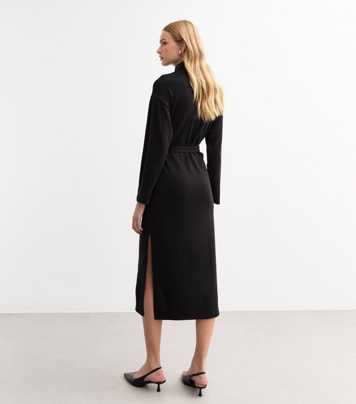 New Look Women's Black Soft Touch Roll Neck Long Sleeve Jersey Midi Dress New Look - 4