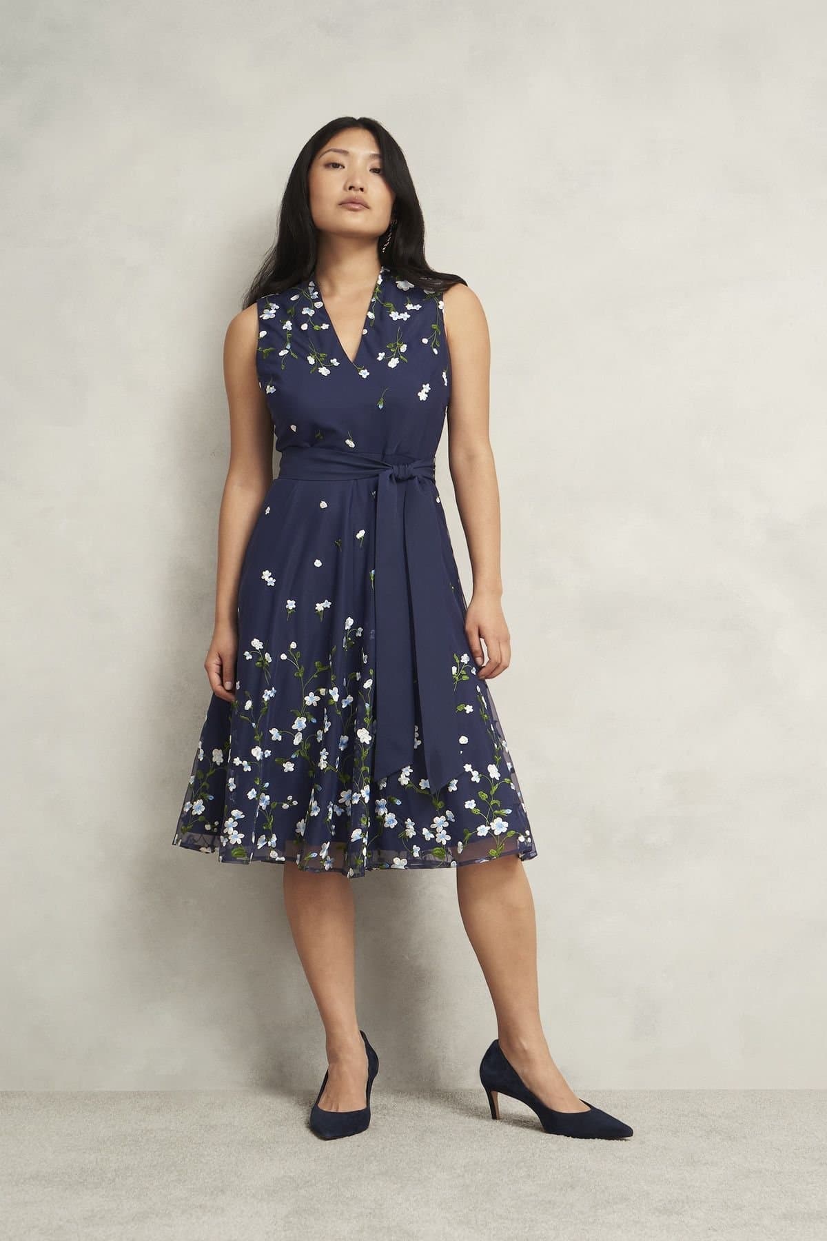 Hobbs London Hobbs London Women's Aria Embroidered Dress in Dark Navy