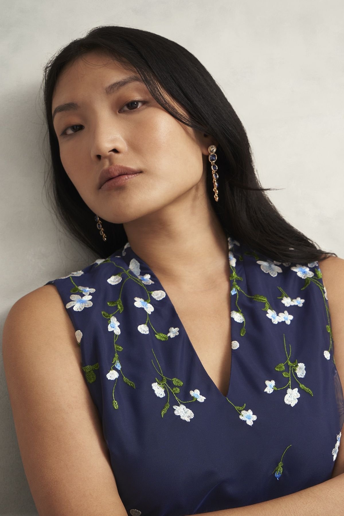 Hobbs London Hobbs London Women's Aria Embroidered Dress in Dark Navy - 3