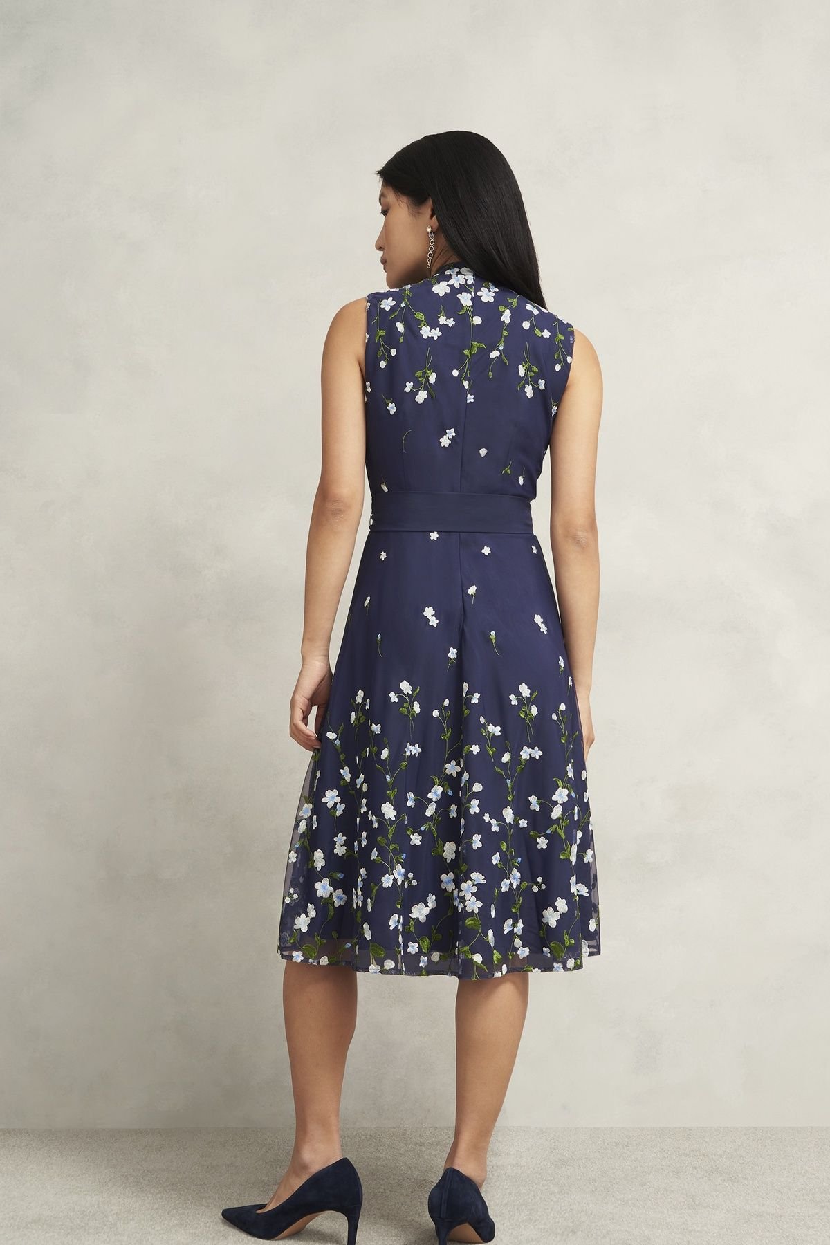 Hobbs London Hobbs London Women's Aria Embroidered Dress in Dark Navy - 4