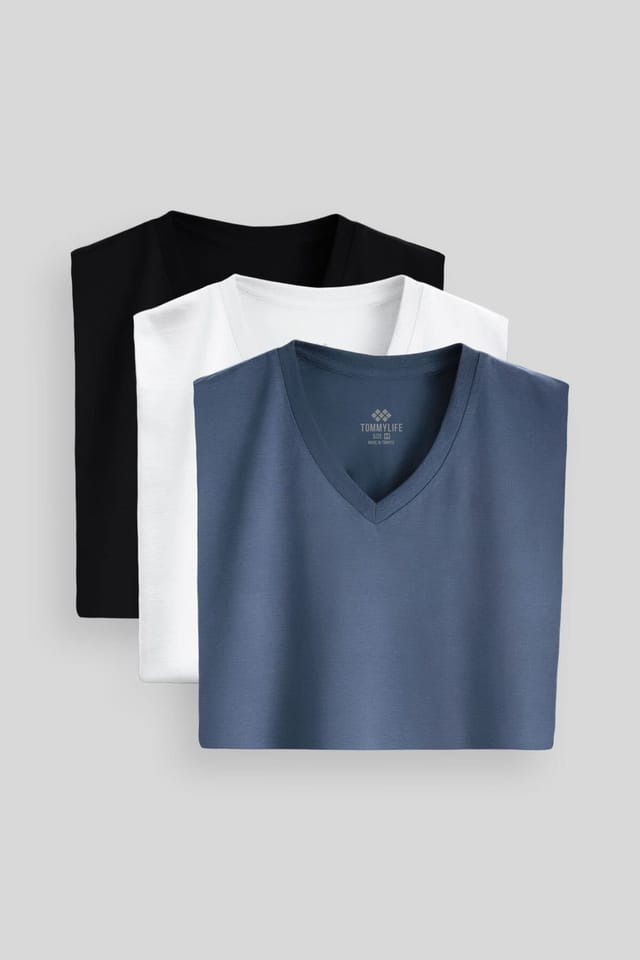 Tommy Life Tommy Life Men's Cotton Elastane V-Neck T-Shirt - 2