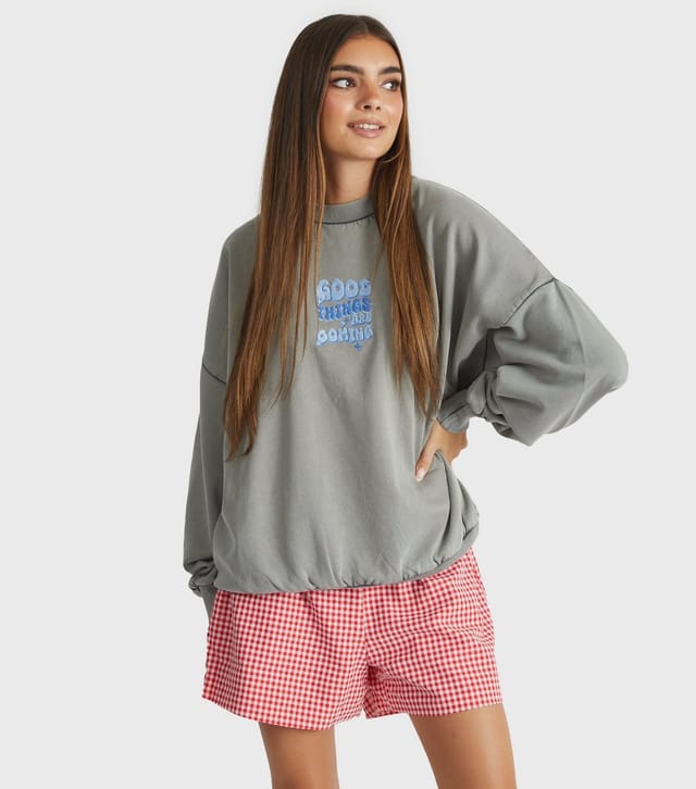 Skinnydip Women's Grey Good Things Are Coming Printed Sweatshirt Skinnydip New Look - 2