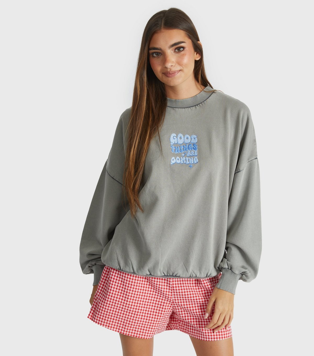 Skinnydip Women's Grey Good Things Are Coming Printed Sweatshirt Skinnydip New Look - 4