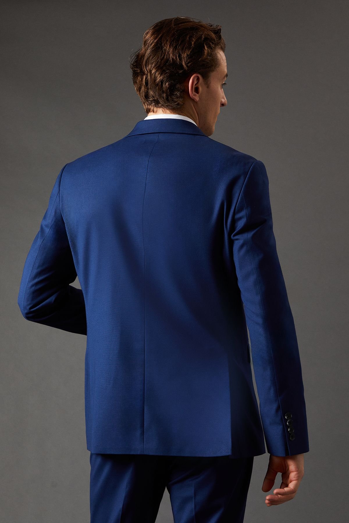 Burton Burton Men's French Navy Slim Fit Essential Suit Jacket in Dark Blue - 3