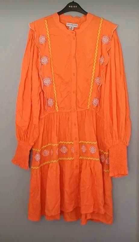 Never Fully Dressed Never Fully Dressed Orange Embroidered Mini Dress RRP £99 - size 14