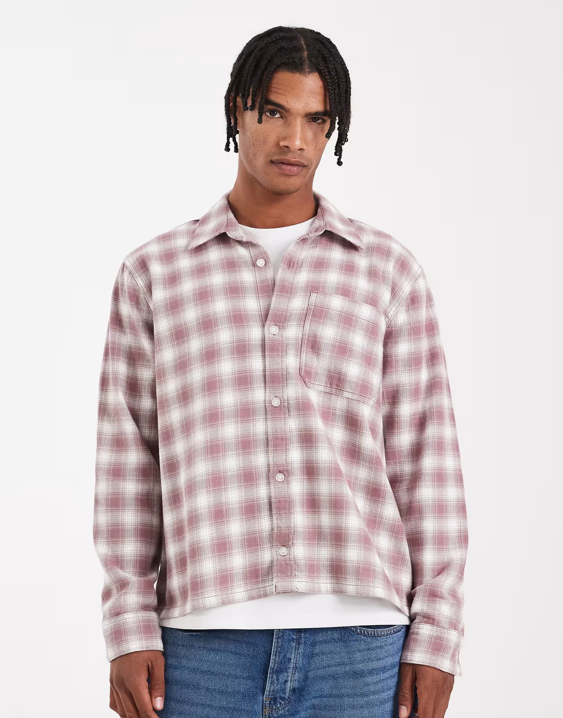 ASOS Hollister long sleeve plaid flannel shirt in red