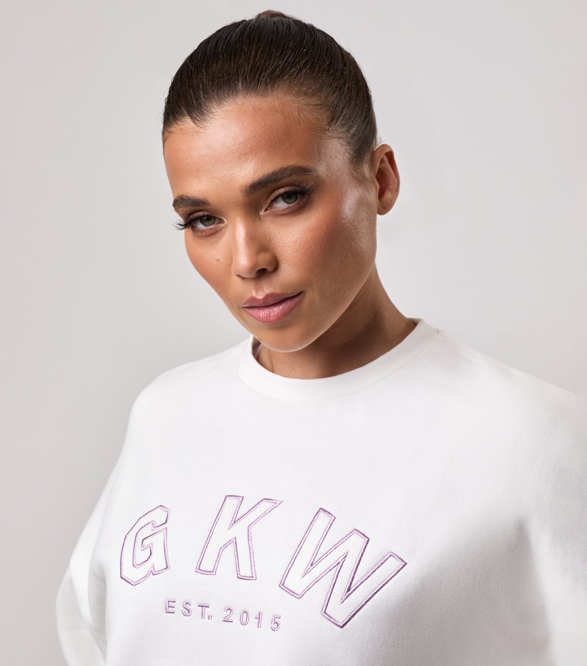 Gym King Women's Cream GKW Oversized Crew Neck Sweatshirt Gym King New Look - 4