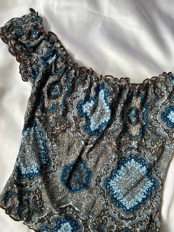 Vintage Mesh Paisley Bardot style top