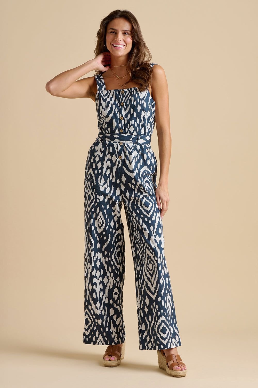 Brakeburn Brakeburn Women's Ikat Jumpsuit in Navy - 2