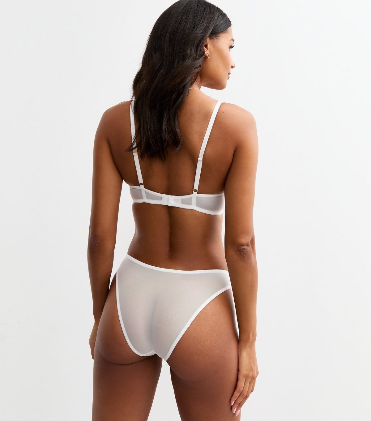 New Look Women's White Metallic Floral Embroidery Satin Brazilian Briefs New Look - 4