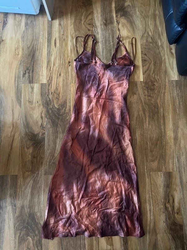 Bershka midi length satin slit Bershka dress