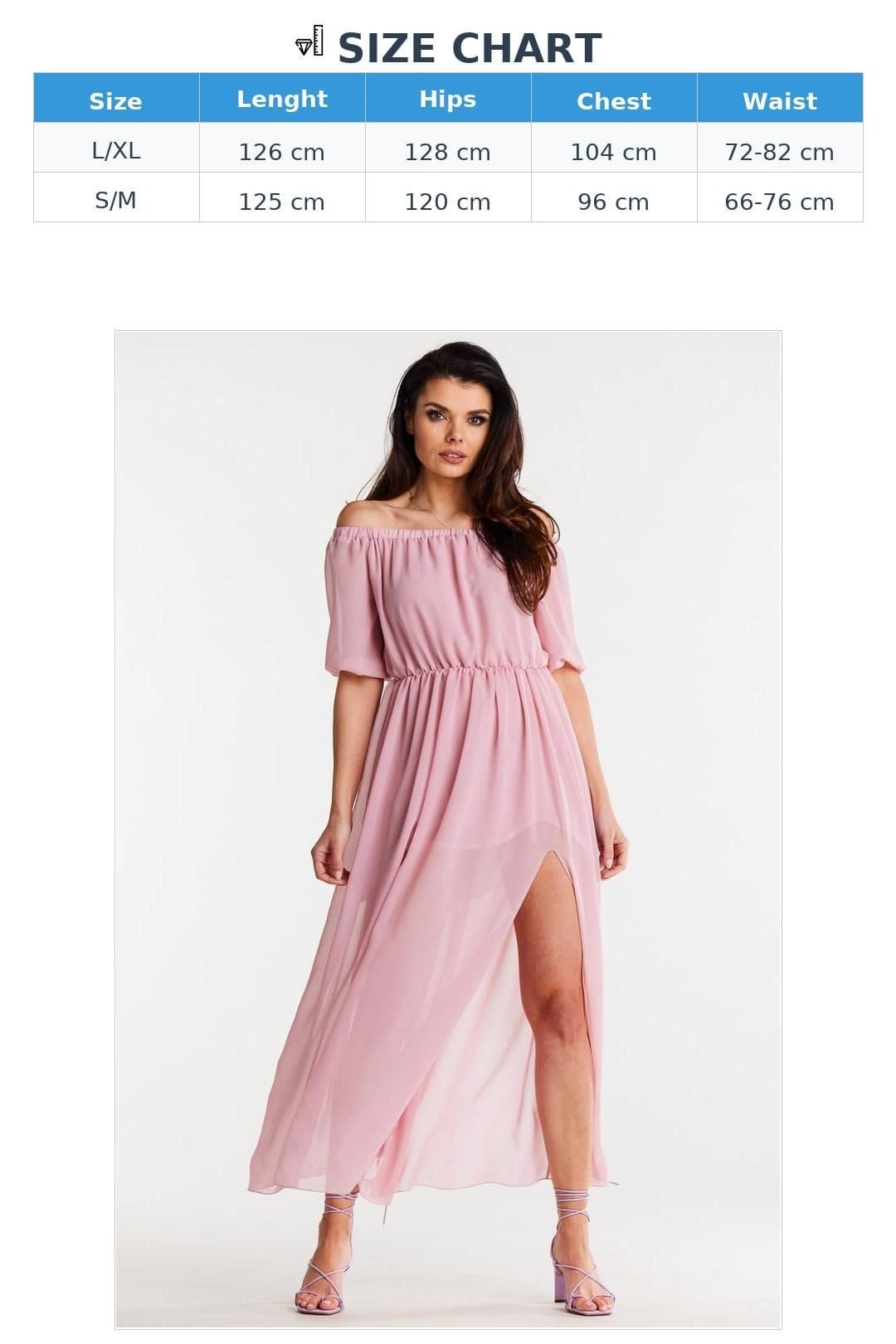 Love Lace Love Lace Women's Long Chiffon Dress With Elastic Fit Slits Style 196613 in Pink - 4