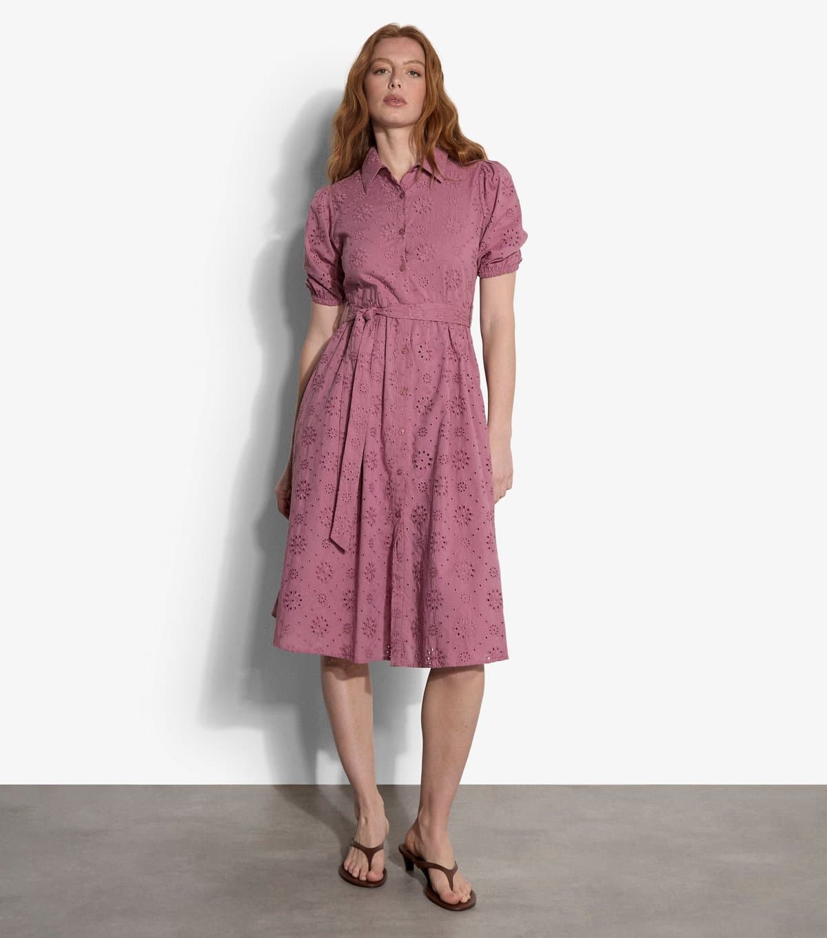 Apricot Women's Light Burgundy Broderie Shirt Dress Apricot New Look