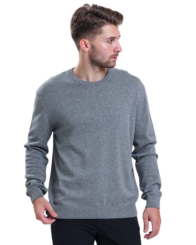Alse Studio Alse Studio Men's Premium Quality 100% Cotton Crew Neck Long Sleeve Jumper in Charcoal - 2