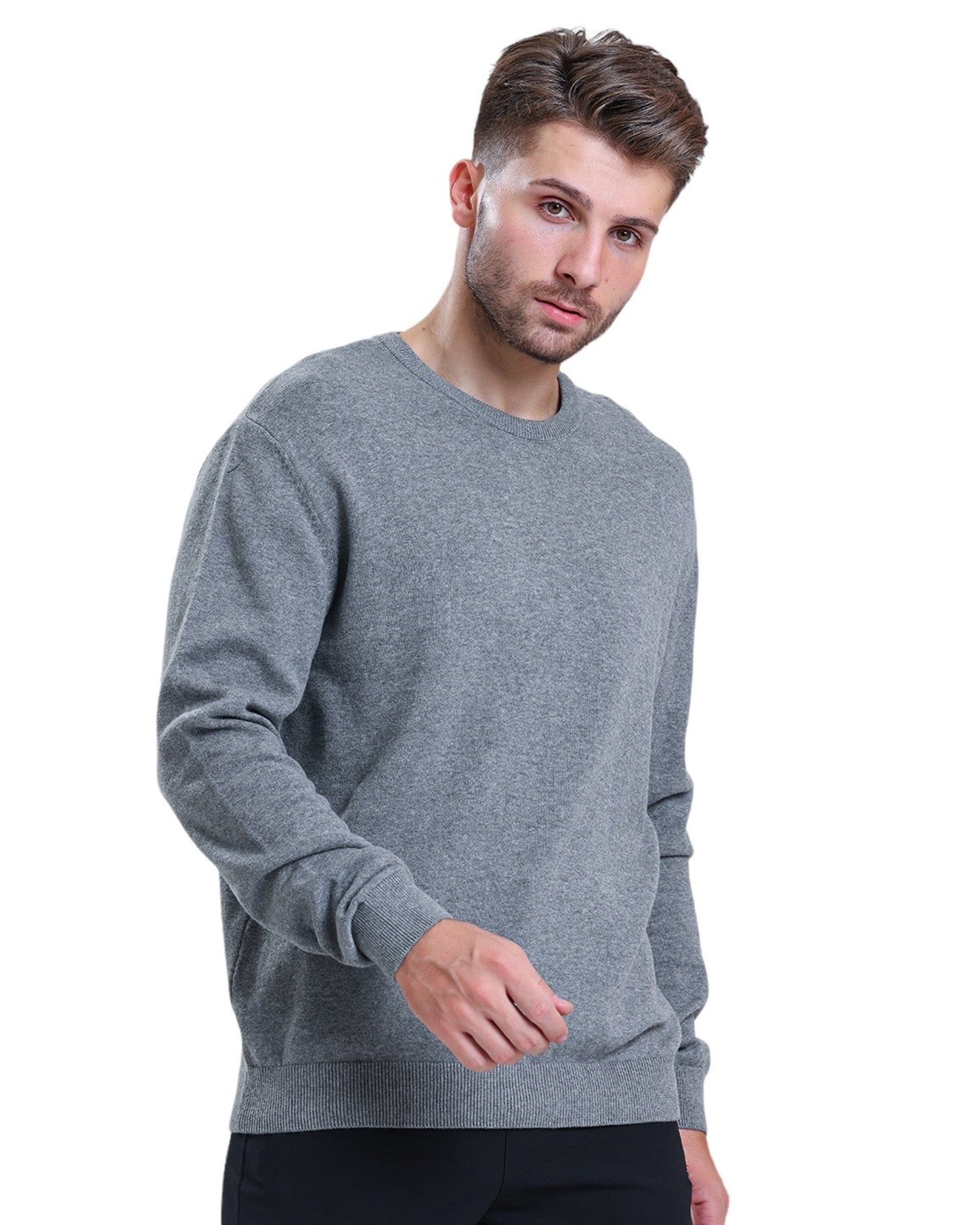 Alse Studio Alse Studio Men's Premium Quality 100% Cotton Crew Neck Long Sleeve Jumper in Charcoal - 4