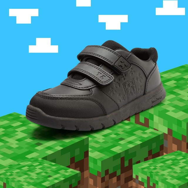 ToeZone ToeZone Men's Black Minecraft Rip Tape School Shoe - 2