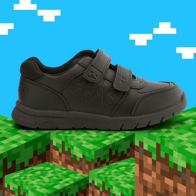 ToeZone ToeZone Men's Black Minecraft Rip Tape School Shoe - 3