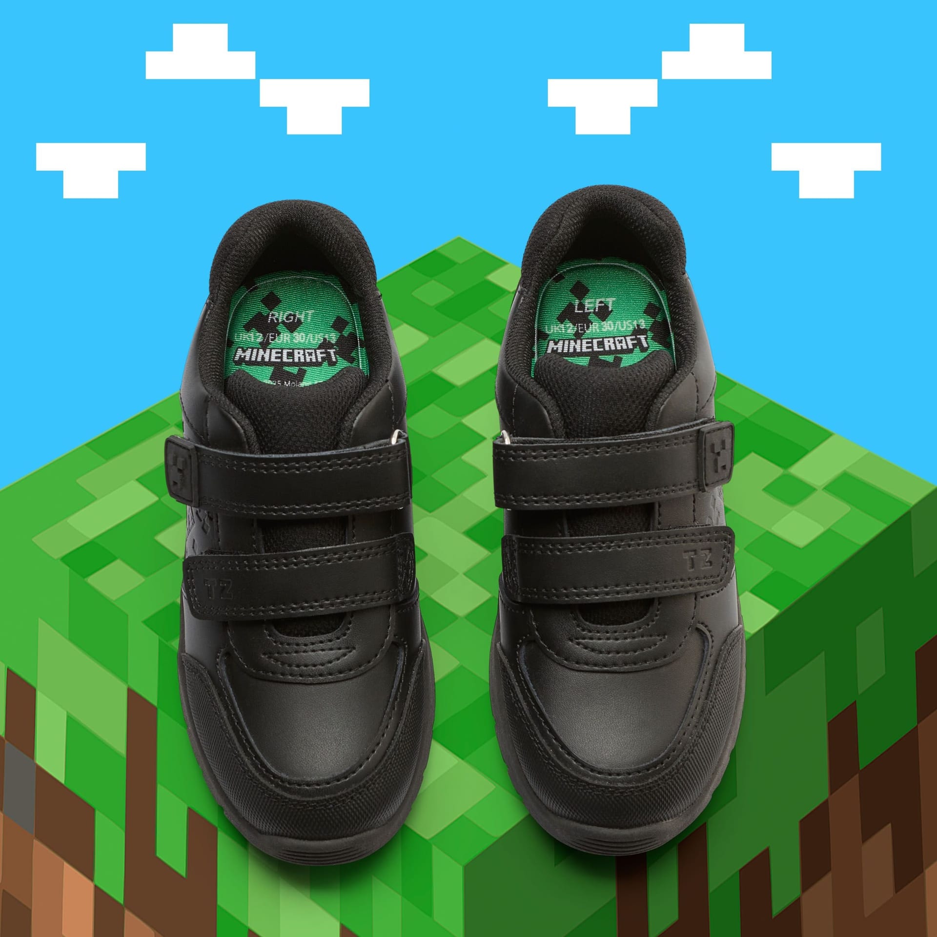 ToeZone ToeZone Men's Black Minecraft Rip Tape School Shoe - 4
