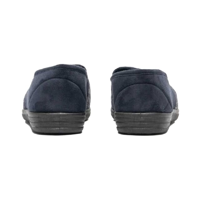 Zedzzz Zedzzz Men's Harley Check Felt Gusset Slippers in Navy - 2