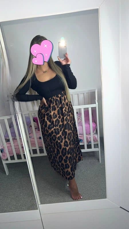 New Look Brown leopard print long sleeve poplin midi dress