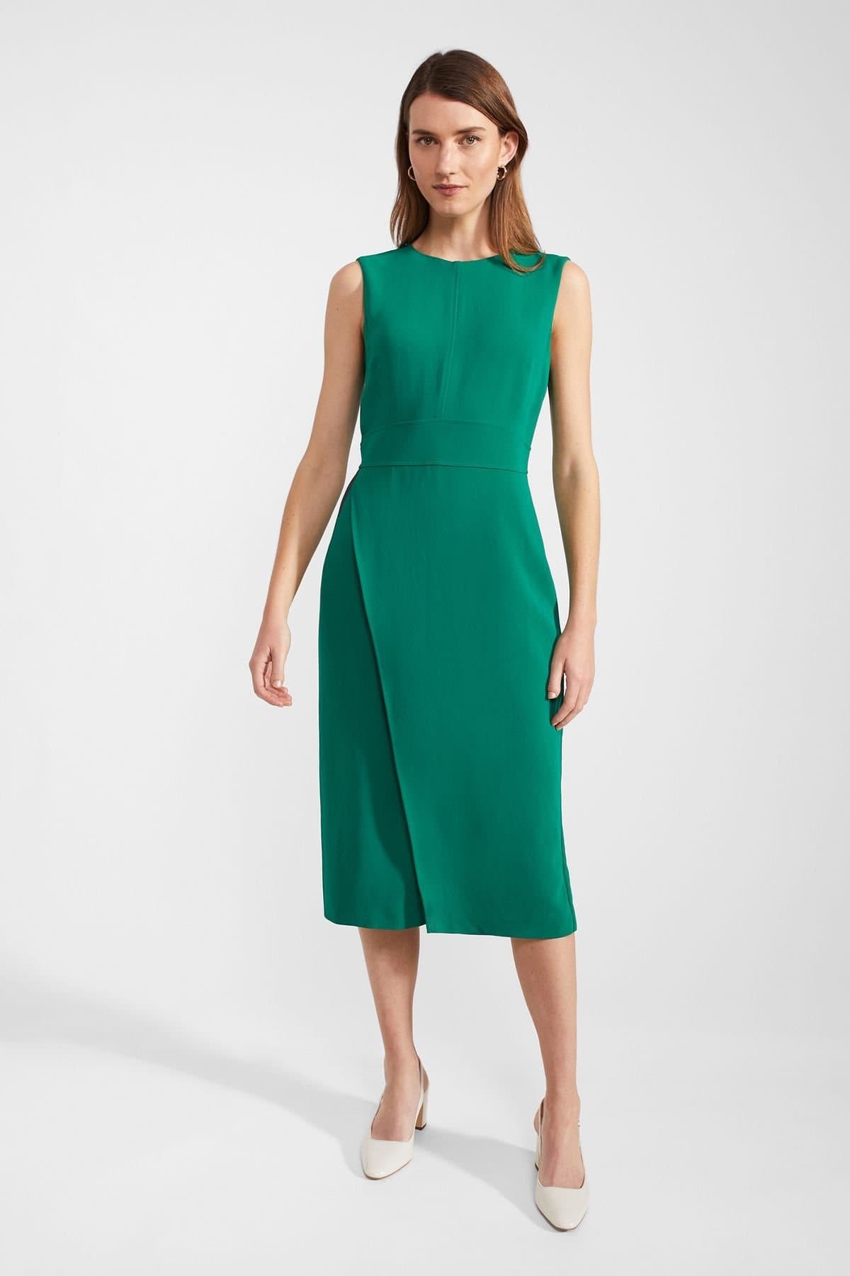 Hobbs London Hobbs London Women's Maura Cinched Waist Midi Dress in Emerald