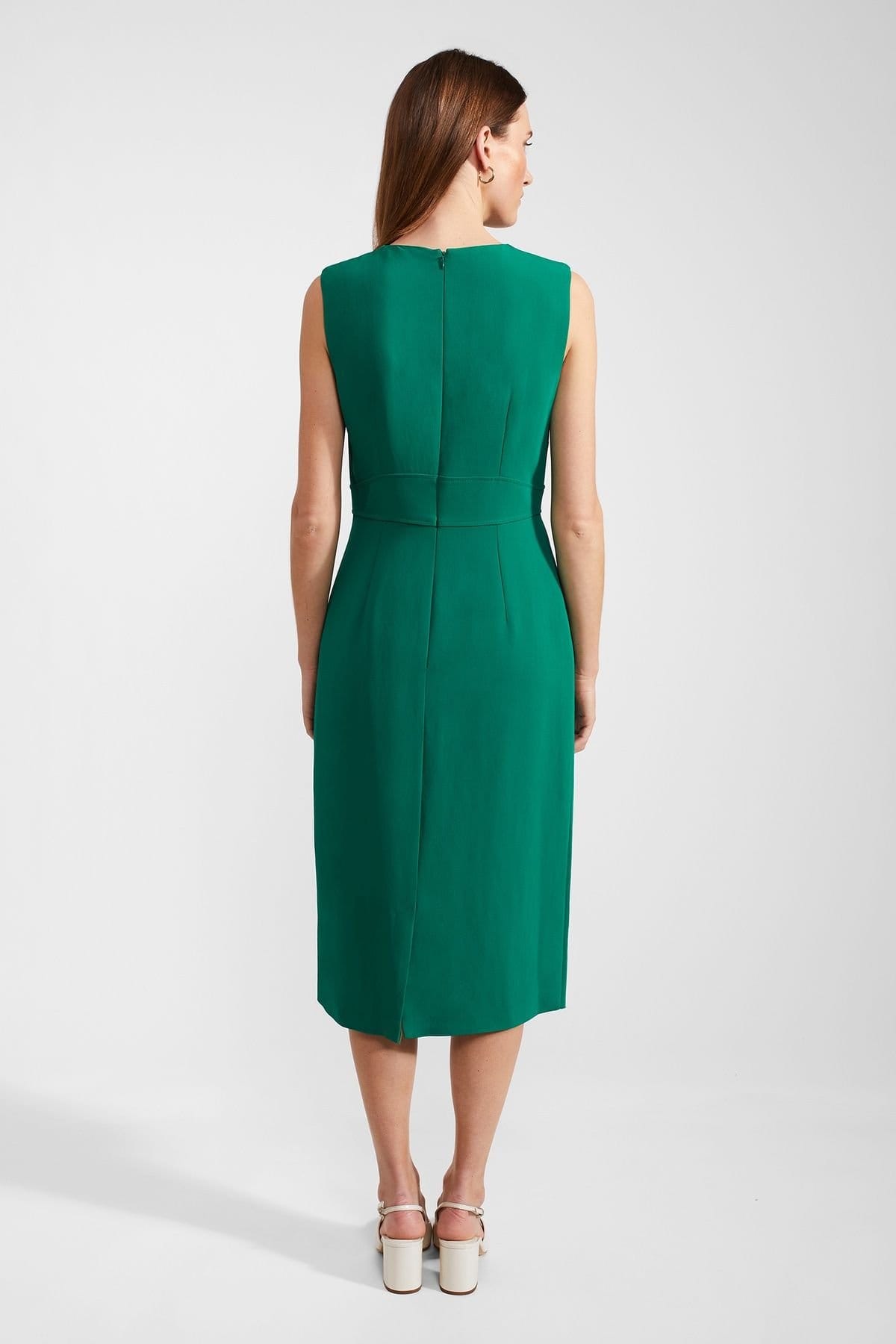 Hobbs London Hobbs London Women's Maura Cinched Waist Midi Dress in Emerald - 4