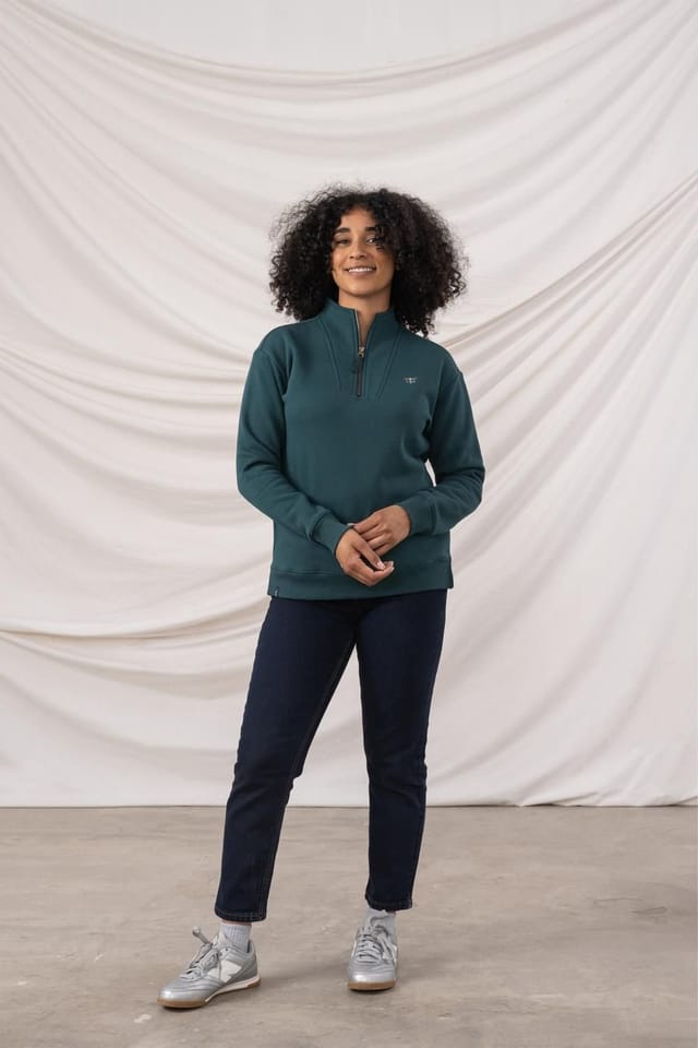 Lighthouse Clothing Lighthouse Clothing Women's Coral Cotton Rich Brushed Jersey in Dark Green - 2