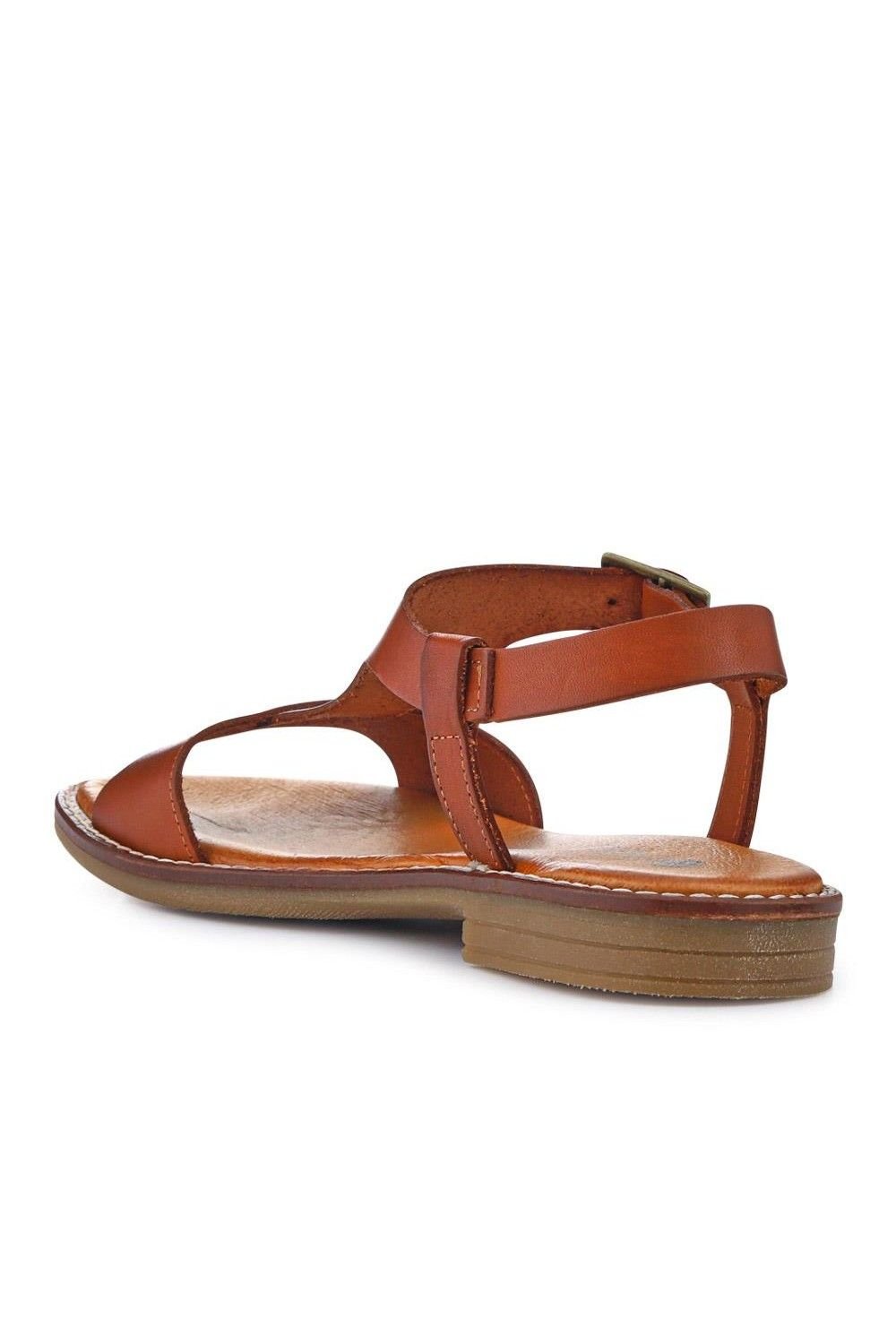 Pavers Pavers Women's All-Leather Buckled Sandals in Tan - 3