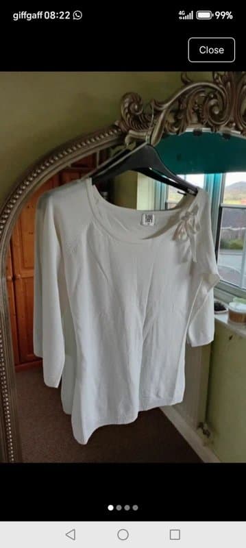 Bay Ladies size 12 bay vintage knitted white tie loop neckline stretch top