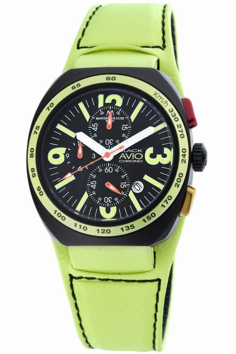 Montres De Luxe Montres De Luxe Men's Black Avio Summer Watch in Yellow