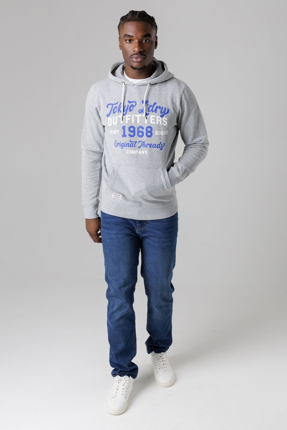 Tokyo Laundry Tokyo Laundry Men's Cotton Blend Drawcord Hoody in Light Grey - 3