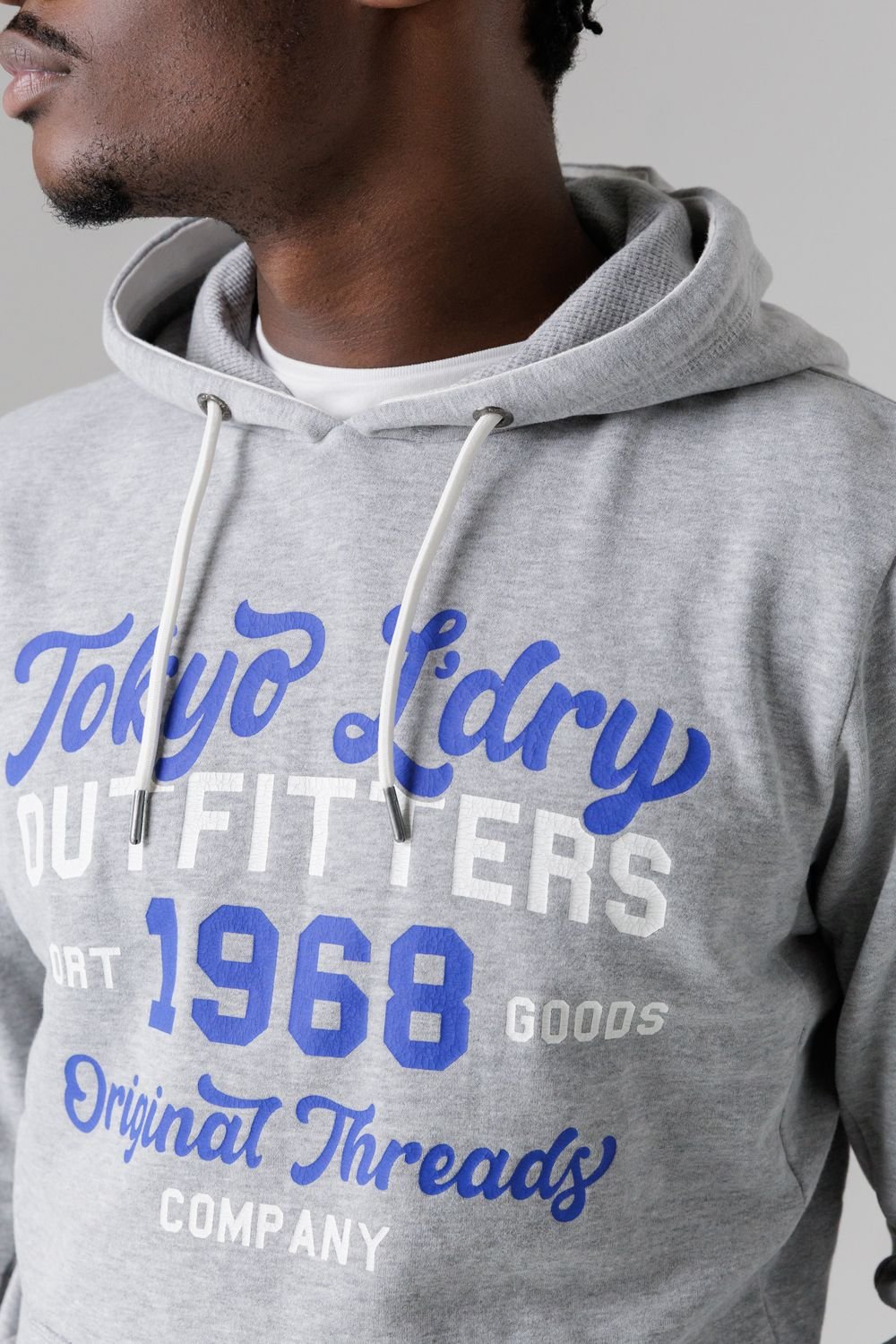 Tokyo Laundry Tokyo Laundry Men's Cotton Blend Drawcord Hoody in Light Grey - 4