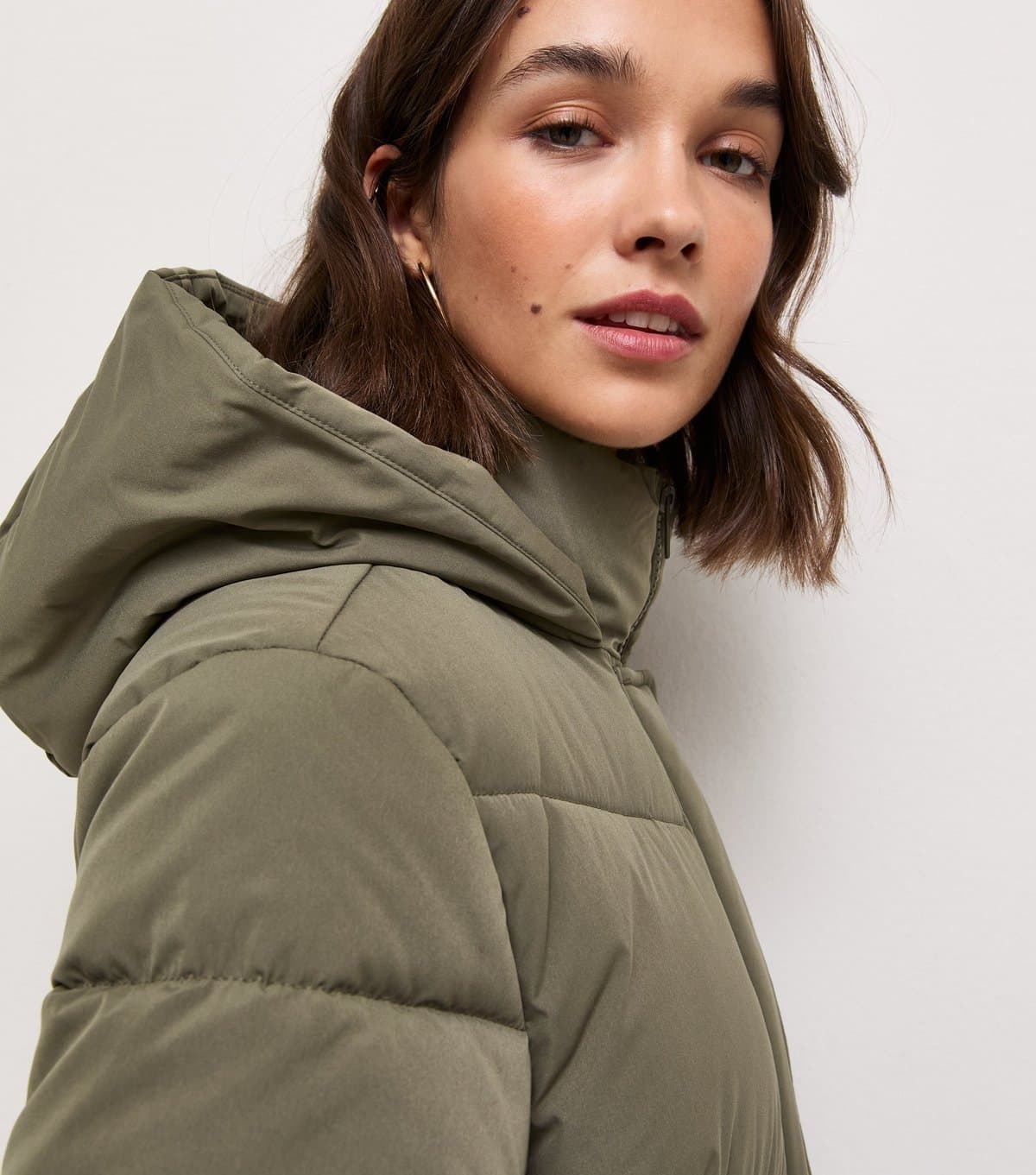 New Look Women's Light Khaki Longline Puffer Jacket New Look