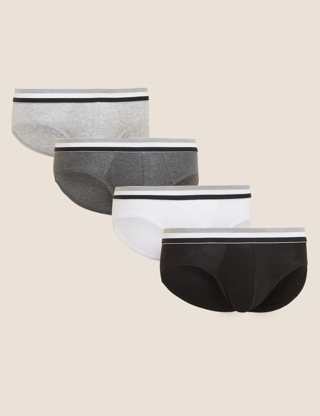 Marks & Spencer M&S 4 Pack Cotton Stretch Cool & Fresh™ Slips Grey Mix