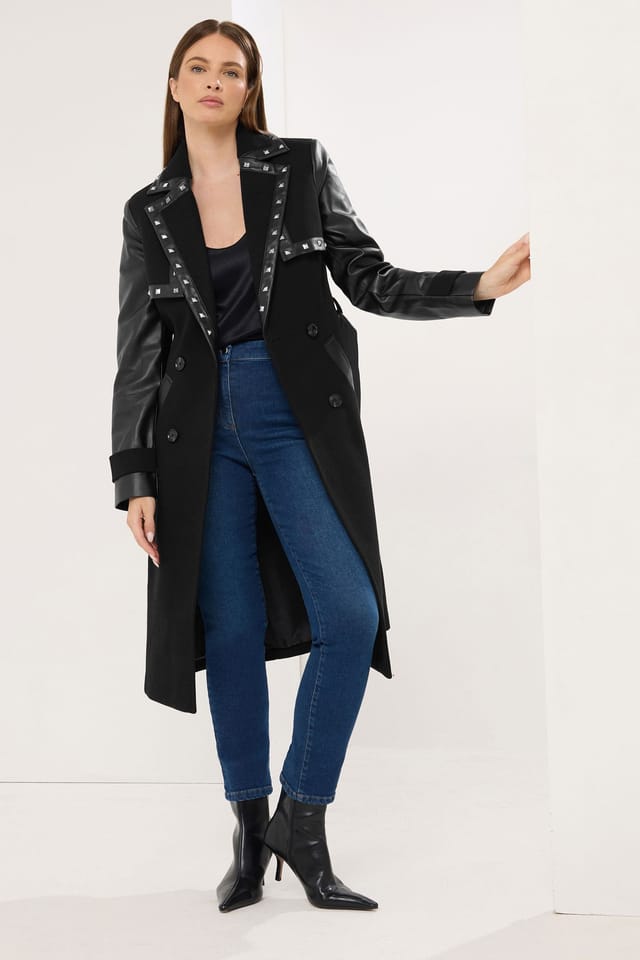 Star By Julien Macdonald Star by Julien Macdonald Women's Faux Leather Trim Coat in Black - 2