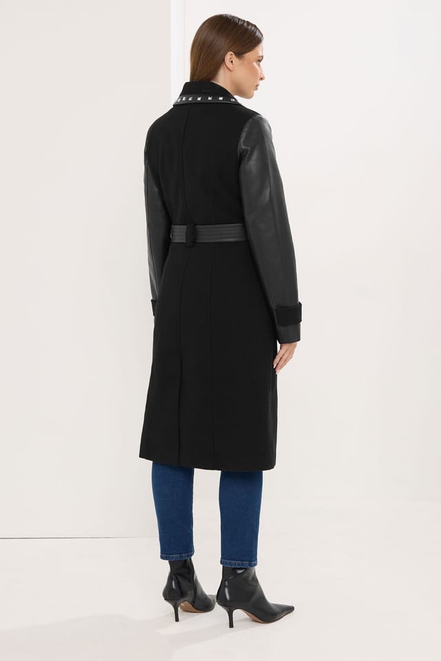 Star By Julien Macdonald Star by Julien Macdonald Women's Faux Leather Trim Coat in Black - 3