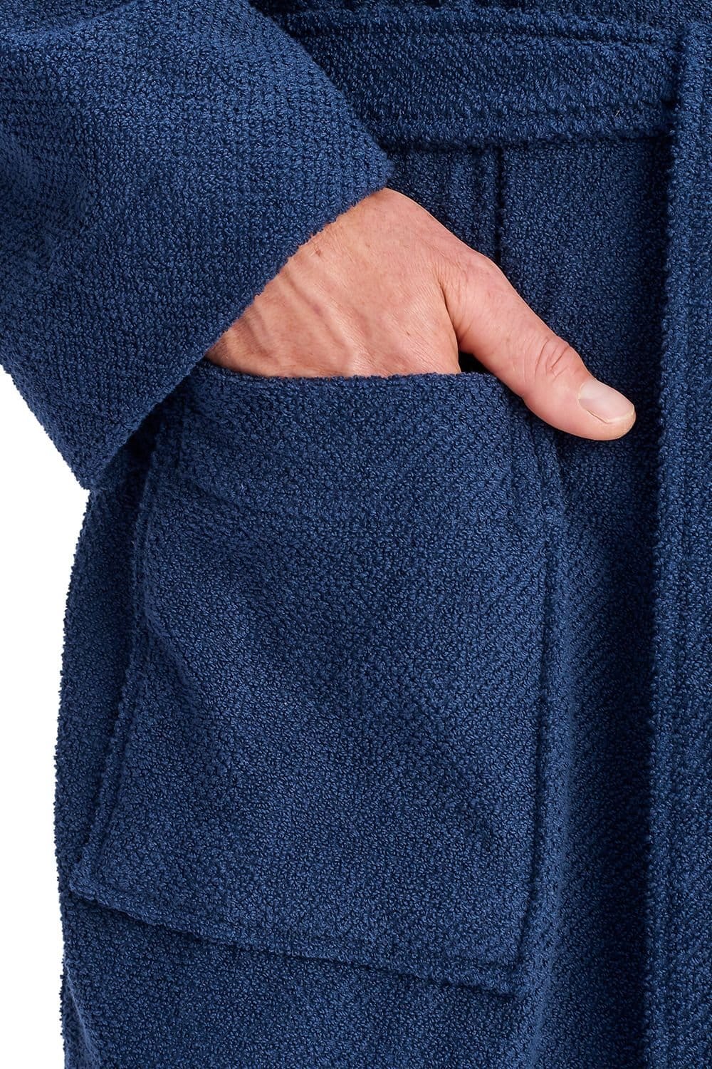 Christy CHRISTY Men's 'Brixton' 100% Cotton Textured Hooded Bath Robe in Midnight - 4