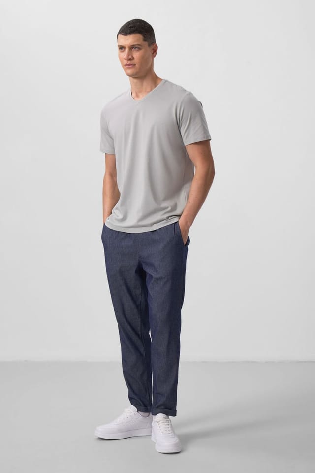 Tommy Life Tommy Life Men's V-Neck Short Sleeve T-Shirt in Light Grey - 3