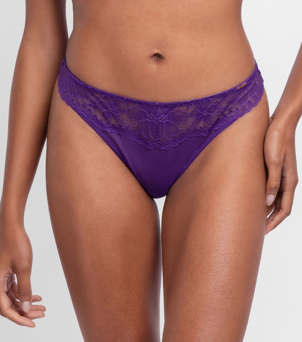 Dorina Purple Lace-Trimmed Thong