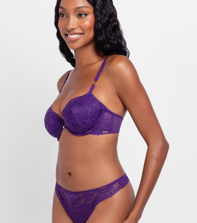 Dorina Women's Purple Lace Trimmed Thong Dorina New Look - 2