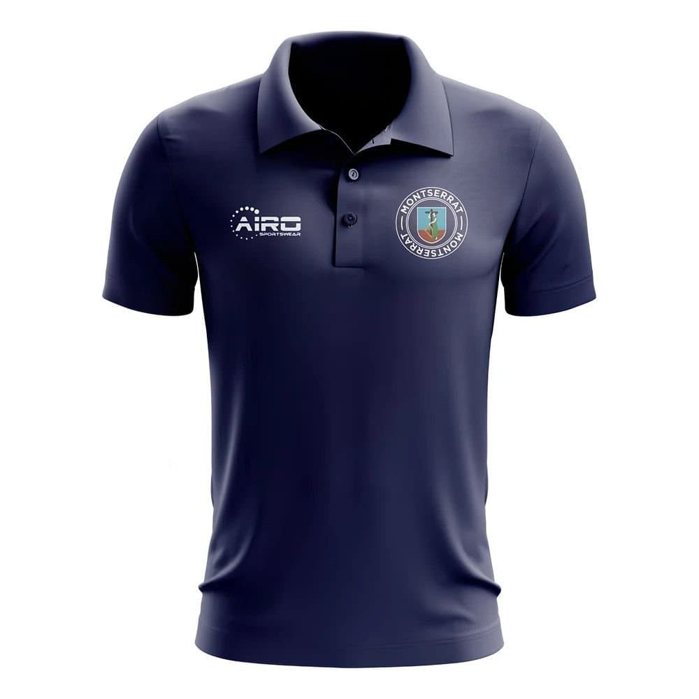 Montserrat Montserrat Men's Personalised Football Polo Shirt in Navy